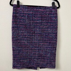 J Crew No. 2 Pencil Skirt - Purple Pink Blue Tweed - Wool Blend - Size 4